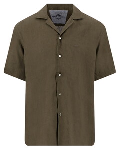 Fynch-Hatton Uni Color Premium Linnen Overhemd Donker Khaki
