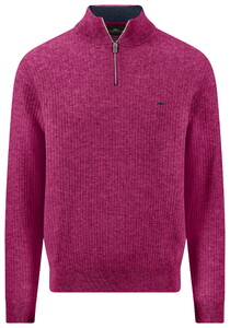 Fynch-Hatton Uni Color Stripe Ribbed Troyer Zip Pullover Grape