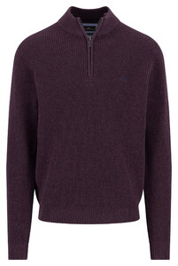 Fynch-Hatton Uni Color Structure Troyer Zip Trui Aubergine
