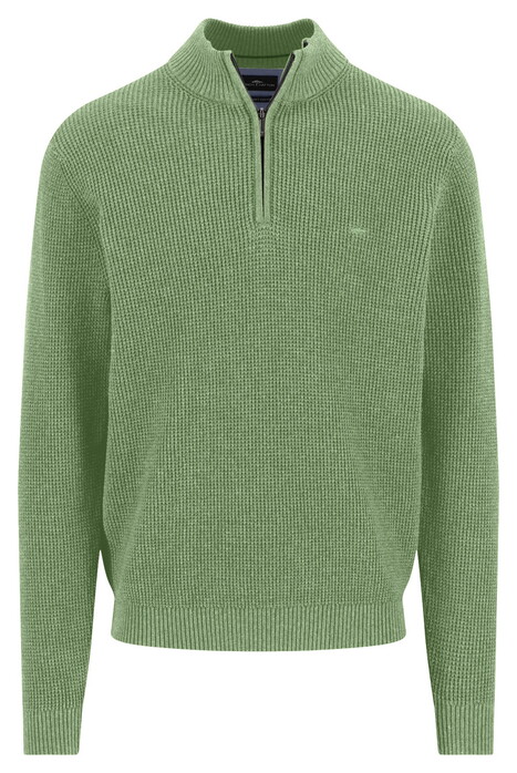 Fynch-Hatton Uni Color Structure Troyer Zip Trui Avocado