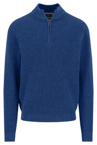 Fynch-Hatton Uni Color Structure Troyer Zip Trui Harbor Blue