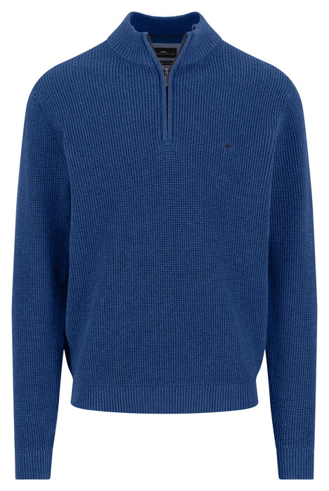 Fynch-Hatton Uni Color Structure Troyer Zip Trui Harbor Blue