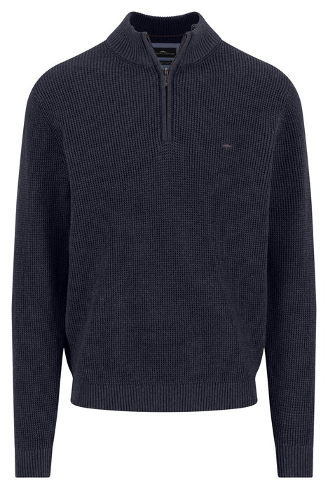 Fynch-Hatton Uni Color Structure Troyer Zip Trui Navy
