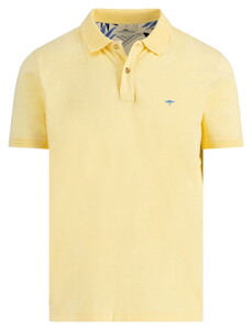 Fynch-Hatton Uni Color Subtle Texture Slub Cotton Poloshirt Pale Yellow