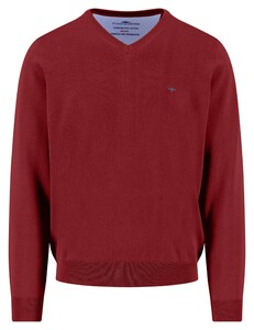 Fynch-Hatton Uni Color Superfine Cotton V-Neck Pullover Garnet Red