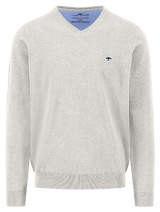 Fynch-Hatton Uni Color Superfine Cotton V-Neck Pullover Winter White