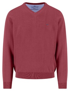 Fynch-Hatton Uni Color Superfine Cotton V-Neck Trui Berry