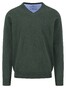 Fynch-Hatton Uni Color Superfine Cotton V-Neck Trui Dark Ivy