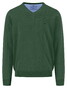 Fynch-Hatton Uni Color Superfine Cotton V-Neck Trui Dark Leaf