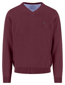 Fynch-Hatton Uni Color Superfine Cotton V-Neck Trui Deep Merlot