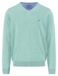 Fynch-Hatton Uni Color Superfine Cotton V-Neck Trui Fern