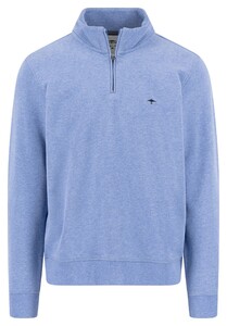 Fynch-Hatton Uni Color Sweat Troyer Zip Trui Crystal Blue