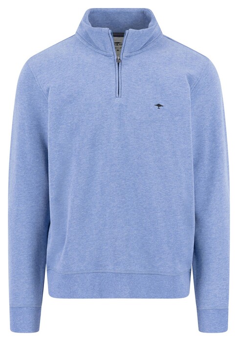 Fynch-Hatton Uni Color Sweat Troyer Zip Trui Crystal Blue