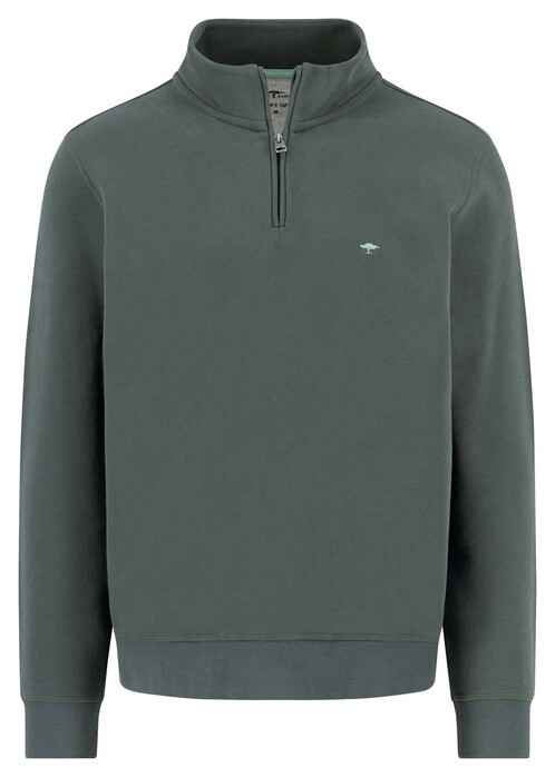 Fynch-Hatton Uni Color Sweat Troyer Zip Trui Dark Ivy