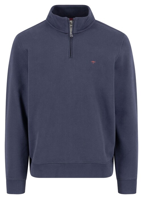 Fynch-Hatton Uni Color Sweat Troyer Zip Trui Navy