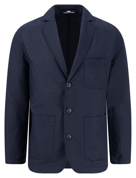 Fynch-Hatton Uni Color Unconstructed Seersucker Blazer Dark Navy