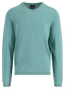 Fynch-Hatton Uni Color V-Neck Air Cotton CmiA Pullover Fern
