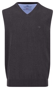 Fynch-Hatton Uni Color V-Neck Slipover Superfine Cotton Spencer Charcoal