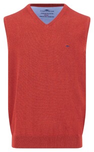 Fynch-Hatton Uni Color V-Neck Slipover Superfine Cotton Spencer Garnet Red