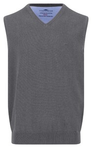 Fynch-Hatton Uni Color V-Neck Slipover Superfine Cotton Spencer Steel