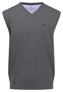 Fynch-Hatton Uni Color V-Neck Superfine 3-Ply Cotton Slip-Over Steel