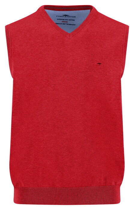 Fynch-Hatton Uni Color V-Neck Superfine Cotton Slip-Over Tomato
