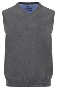 Fynch-Hatton Uni Color V-Neck Superfine Cotton Spencer Steel