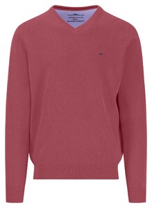 Fynch-Hatton Uni Color V-Neck Superfine Cotton Trui Berry