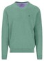 Fynch-Hatton Uni Color V-Neck Superfine Cotton Trui Fern