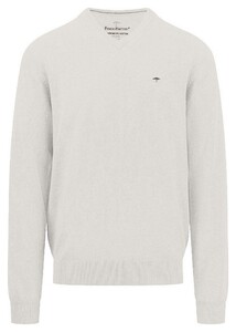 Fynch-Hatton Uni Color V-Neck Superfine Cotton Trui Winter White