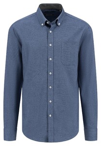 Fynch-Hatton Uni Color Winter Solid Button-Down Overhemd Cloud Blue