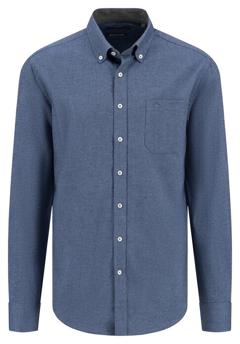Fynch-Hatton Uni Color Winter Solid Button-Down Overhemd Cloud Blue