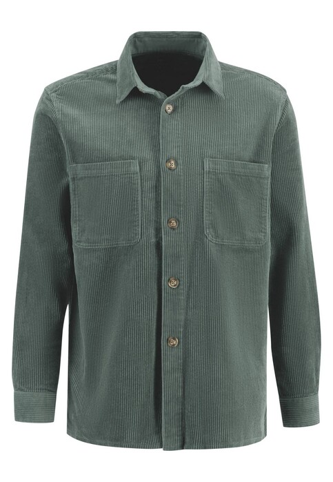 Fynch-Hatton Uni Cotton Corduroy Large Buttons Overshirt Sage Green