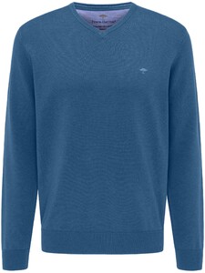 Fynch-Hatton Uni Cotton V-Neck Pullover Azure
