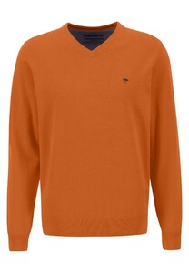 Fynch-Hatton Uni Katoen V-Hals Trui Burnt Orange