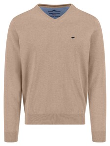Fynch-Hatton Uni Katoen V-Hals Trui Light Taupe