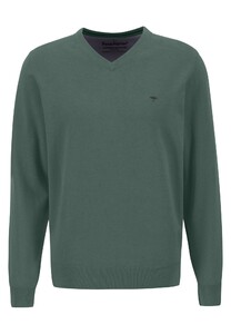 Fynch-Hatton Uni Katoen V-Hals Trui Sage Green