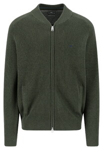 Fynch-Hatton Uno Color Texture Knit College Collar Two-Way Zip Vest Cypress