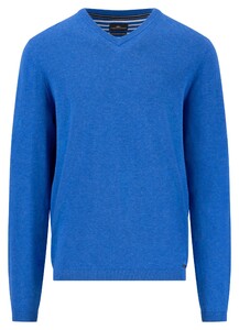 Fynch-Hatton V-Neck Air Cotton Trui Strong Blue