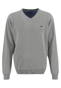 Fynch-Hatton V-Neck Fine Knit Cotton Trui Silver