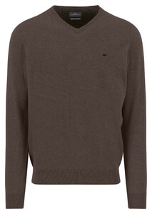 Fynch-Hatton V-Neck Merino Cashmere Pullover Dark Chocolate