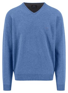 Fynch-Hatton V-Neck Merino Cashmere Trui Crystal Blue