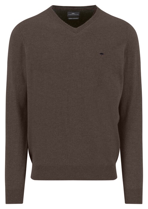 Fynch-Hatton V-Neck Merino Cashmere Trui Dark Chocolate