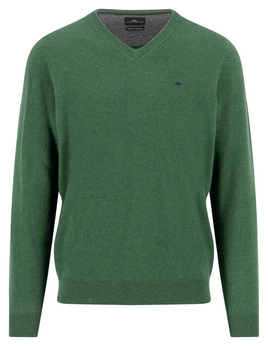 Fynch-Hatton V-Neck Merino Cashmere Trui Dark Leaf