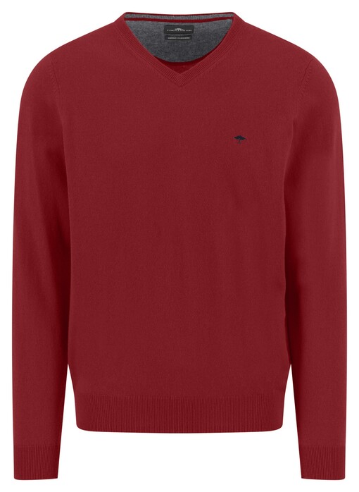 Fynch-Hatton V-Neck Merino Cashmere Trui Garnet Red