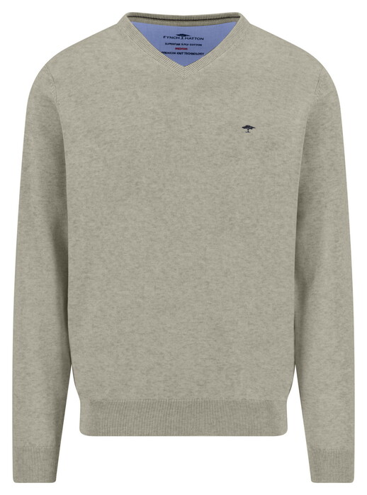Fynch-Hatton V-Neck Solid Color Superfine 3-Ply Cotton Pullover Clay