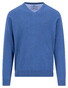 Fynch-Hatton V-Neck Solid Color Superfine 3-Ply Cotton Pullover Ink Blue