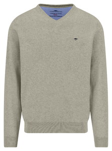 Fynch-Hatton V-Neck Solid Color Superfine 3-Ply Cotton Trui Clay