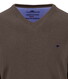 Fynch-Hatton V-Neck Solid Color Superfine 3-Ply Cotton Trui Dark Chocolate
