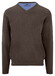 Fynch-Hatton V-Neck Solid Color Superfine 3-Ply Cotton Trui Dark Chocolate